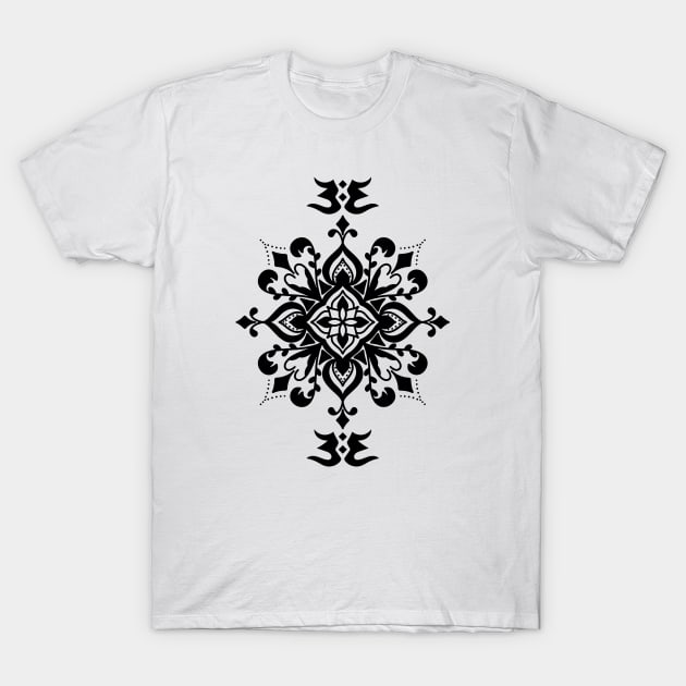 Ornamental Black Design1 T-Shirt by Kiyiya Designs